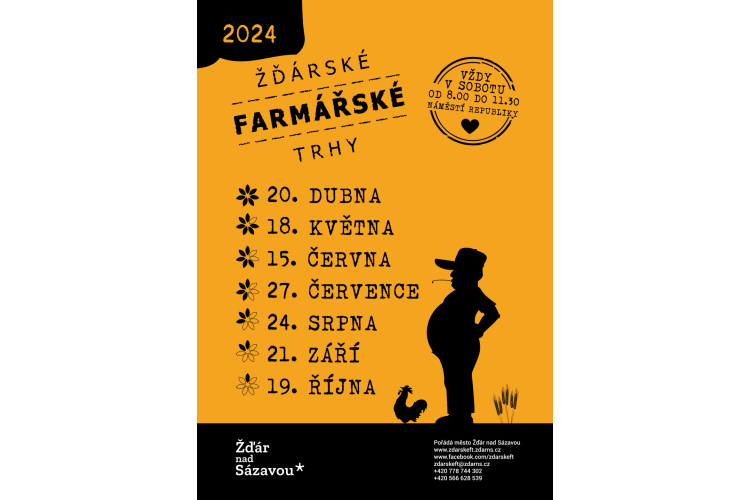 Rozpis na Žďárské Farmářské trhy na rok 2024
