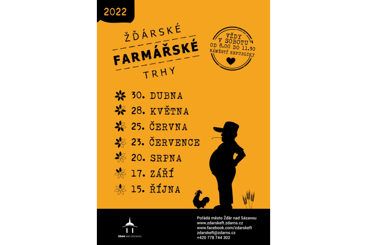 Informace o konání Farmářských trhů 2022 ve Žďáře nad Sázavou na Náměstí Republiky
