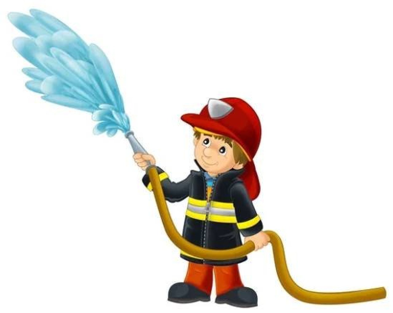 Cartoon šťastný a zábavný hasič — Stock obrázek